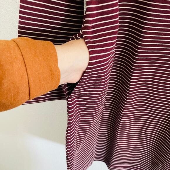 NWT Duluth Trading Ponte Pro Long Sleeve Boat Neck Dress XXL Striped Maroon Knee - Picture 6 of 10